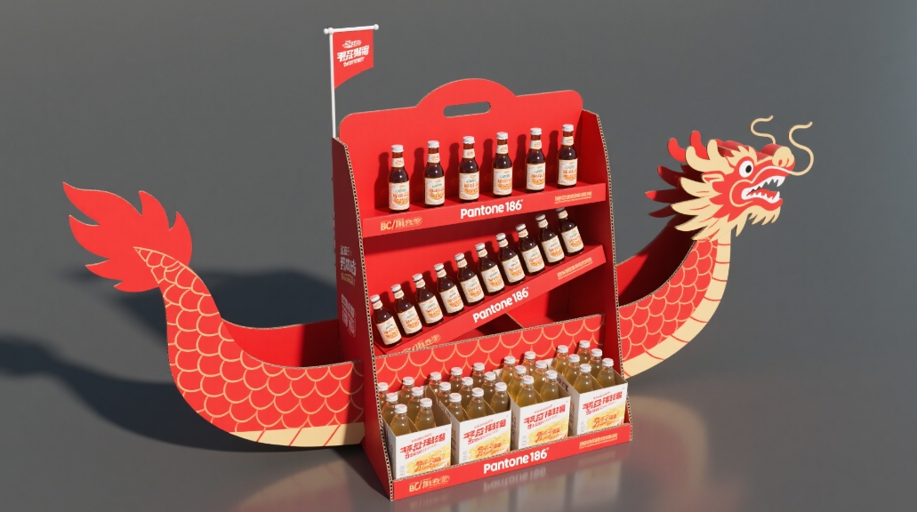 Dragon Boat Festival Corrugated Paper Drinks Promotional Display