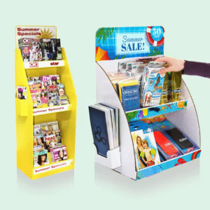 cardboard book display stand with pockets