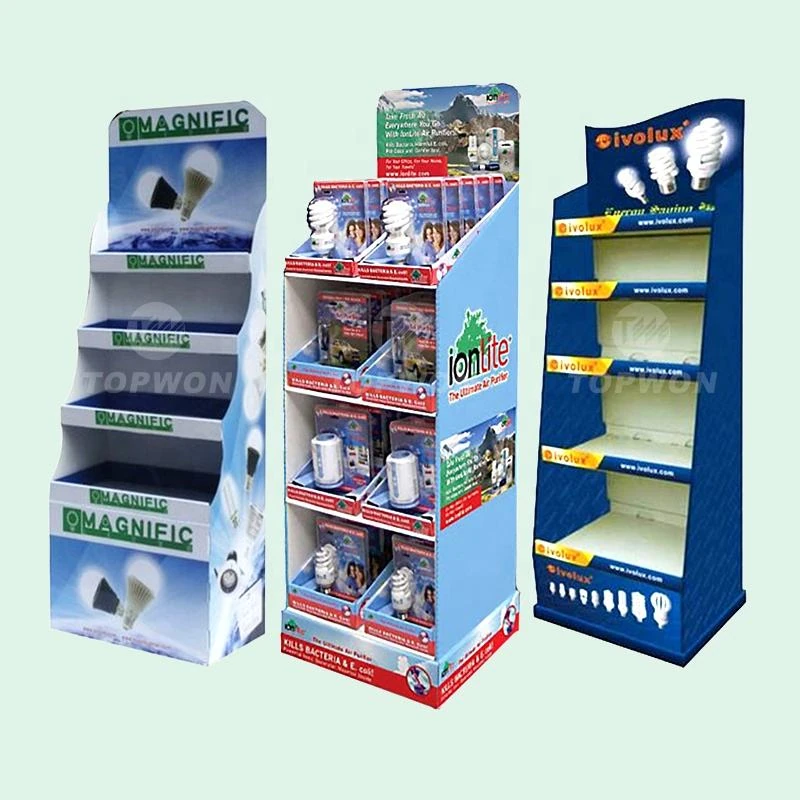 Cardboard display rack for lighting fixtures
