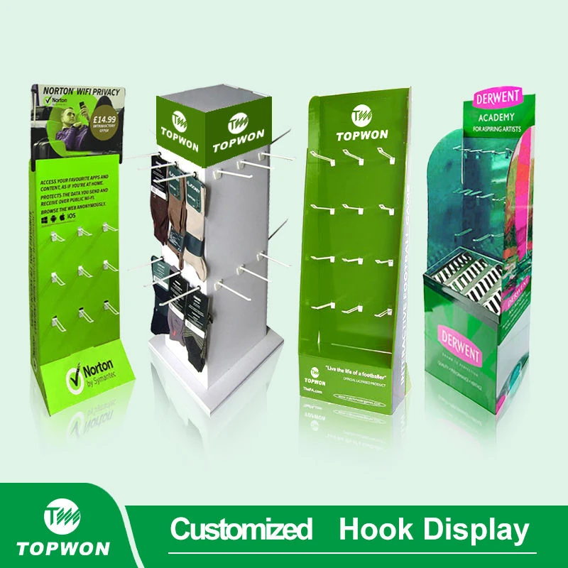 Countertop display rack with hooks