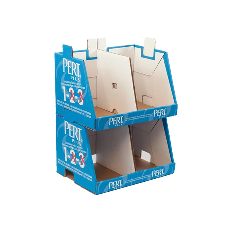 2-Tier Cardboard PDQ Countertop Display Rack Custom Development Case